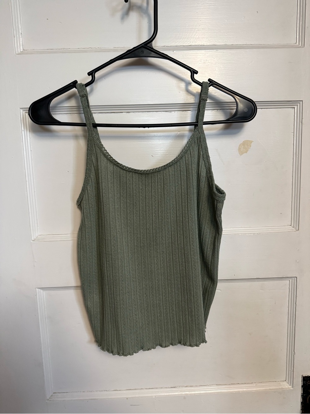Sage green ribbed tank top with adjustable straps Size: M #fairycore #summer
